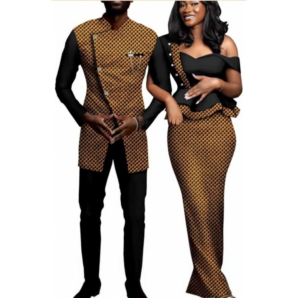 African Couple Matching Cloth Black And Gold Women's XL New With Tags Costume